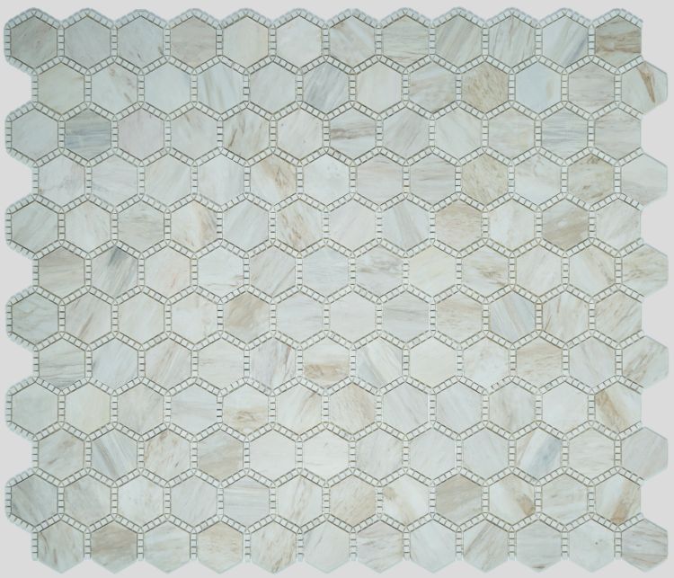 Hexagon Deco Wooden White Honed 10.75 x 12.5